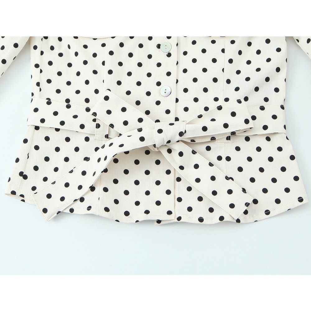 Elegant Chic Fitted Polka Dot  - Matcha review and price