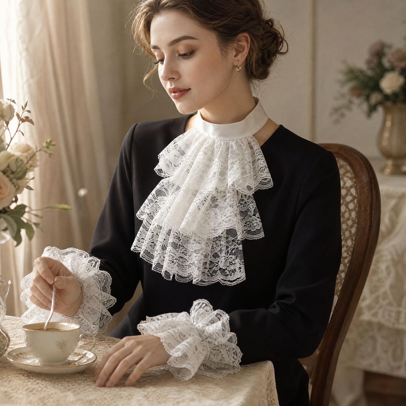 Women Vintage Lace Collar Glov - Matcha review and price