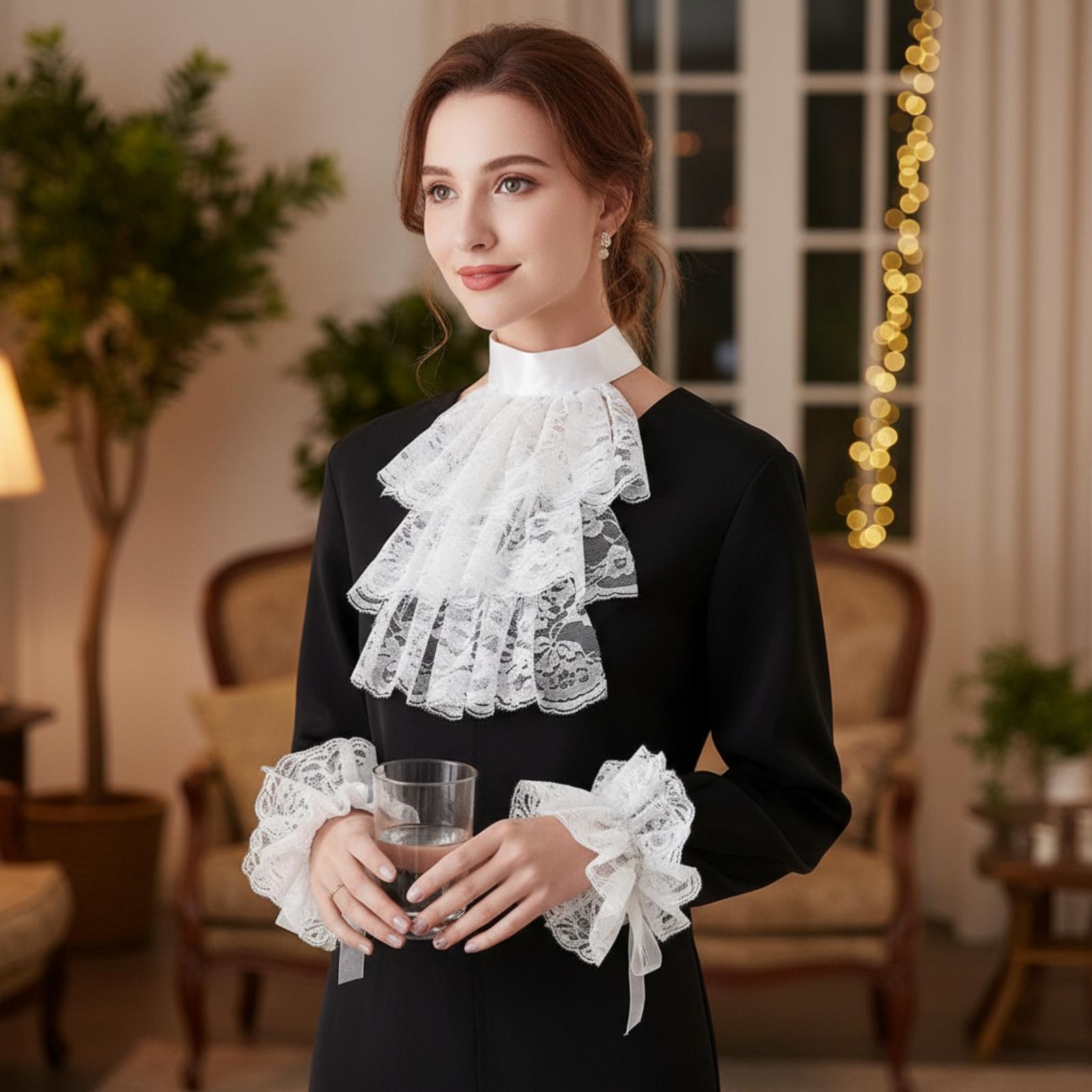 Women Lace Collar Gloves with  - Matcha review and price