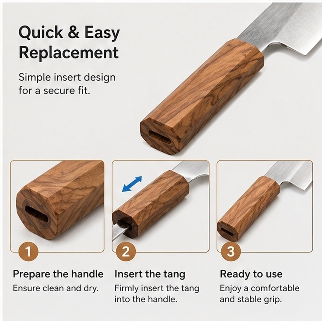 Octagonal Wooden Handle for Ja - Japanese Knife review and price