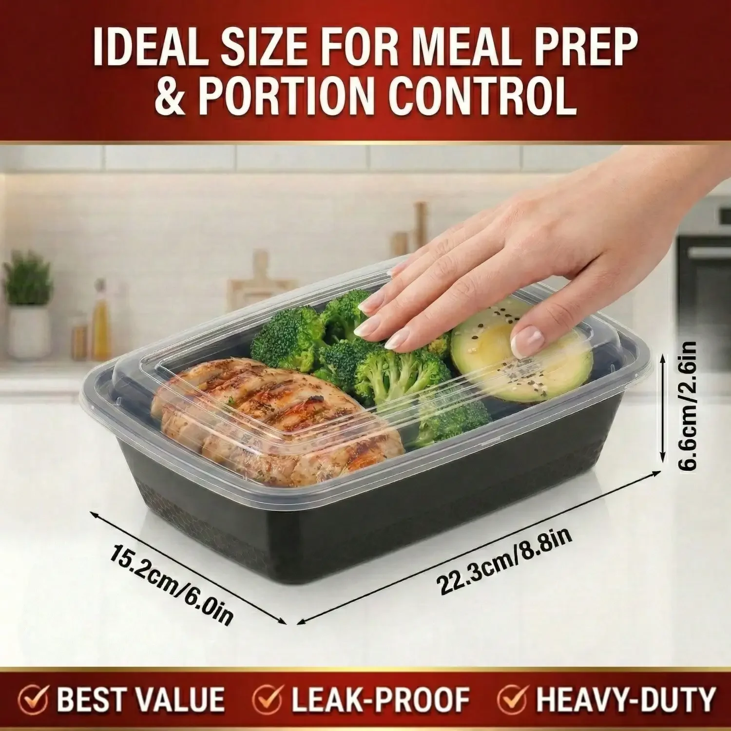 10/100pcs 38oz Black Rectangul - Bento Box review and price